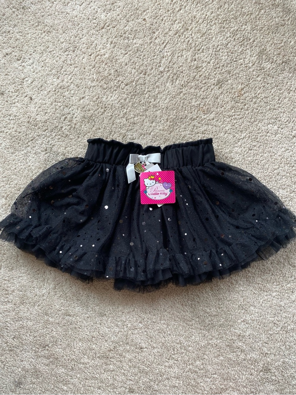 Hello Kitty Black Tulle Skirt with Silver Sequin